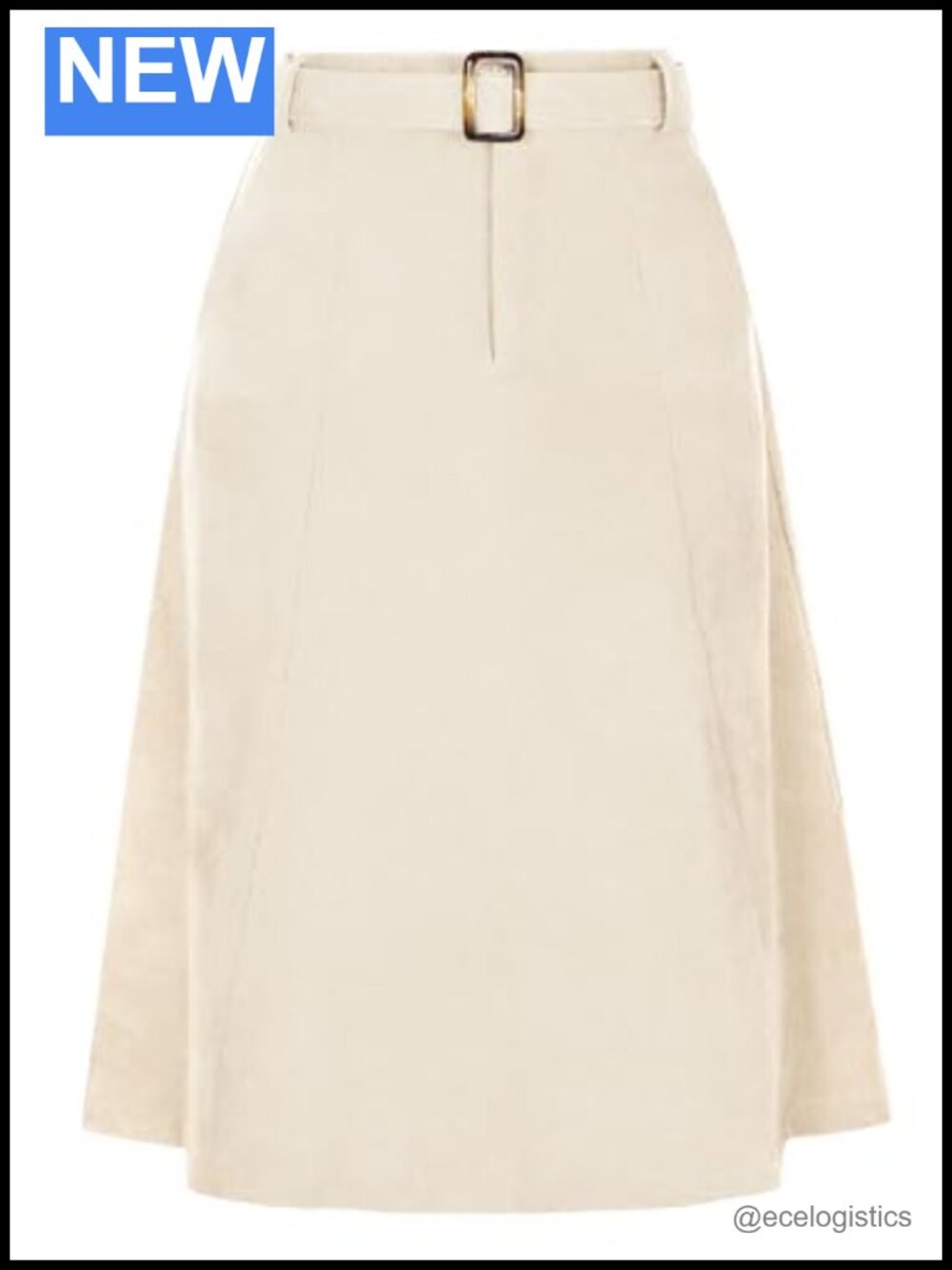Corduroy High Waist A-Line Midi Skirt with Belt, Side Pockets